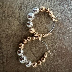 JCPenney Silver and Gold Hoop Earrings with Metallic Beads